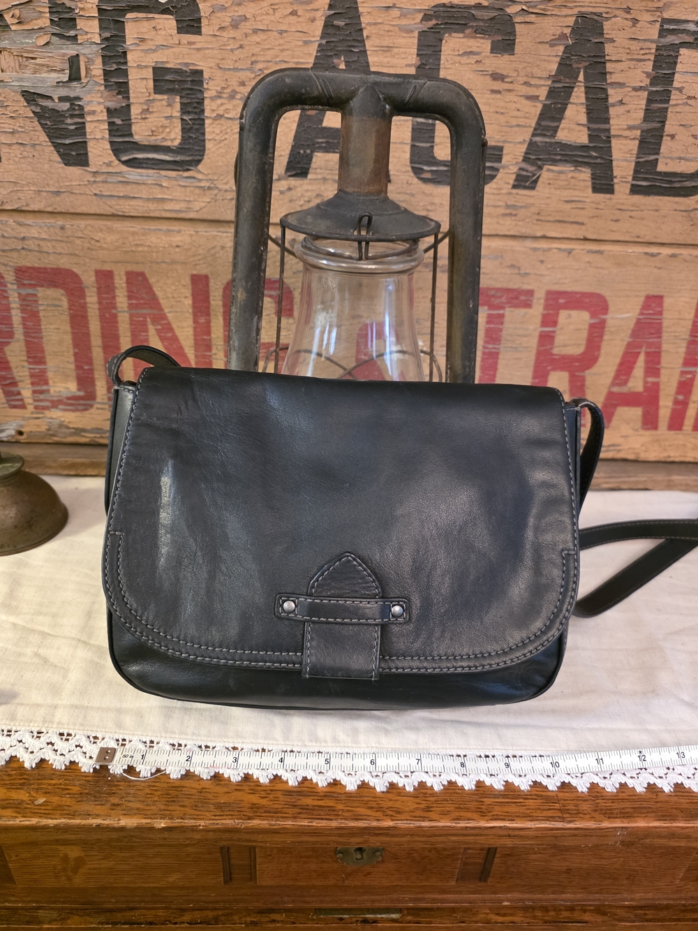 Frye Olivia Black Leather Crossbody Bag